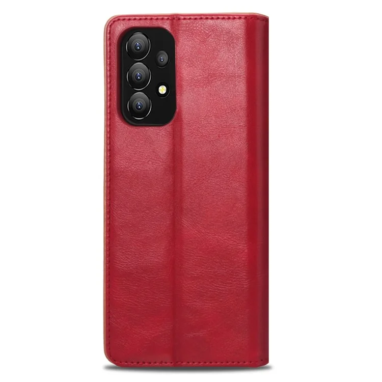 For Samsung Galaxy A53 5G Phone Cover Magnetic PU Leather Stand Imprinted Pattern Wallet Inner Soft TPU Case - Red