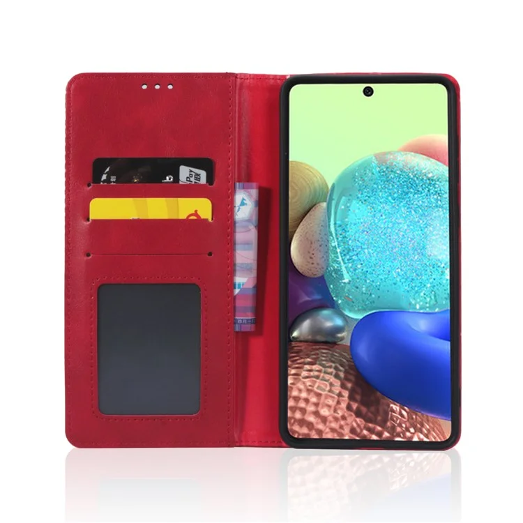 For Samsung Galaxy A53 5G Phone Cover Magnetic PU Leather Stand Imprinted Pattern Wallet Inner Soft TPU Case - Red