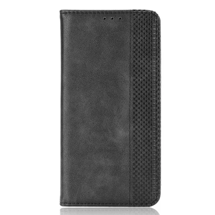 Para Samsung Galaxy A03 (164,2 x 75,9 x 9,1 mm) Imprinting Mosaic Vintage Capa de Couro PU Stand Hidden Magnetic Adsorption Shockproof Flip Wallet Case - Preto