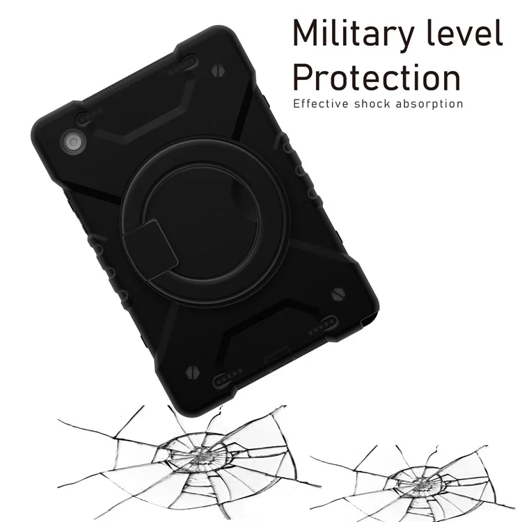 Für Samsung Galaxy Tab A8 10.5 (2021) / (2022) Drehbarer Ständer Anti-Drop Tablet-Hülle Hybrid PC + Silikon-Cover mit Schultergurt - Komplett Rückseite
