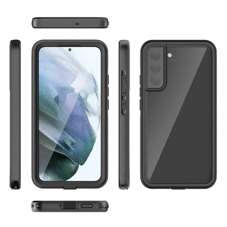 Redpepper Une Série Pour Samsung Galaxy S22 + 5G IP68 IP6X IP6X Hybrid Hybrid Phone Back Transparent [support D'empreinte Digitale Unlock] - le Noir