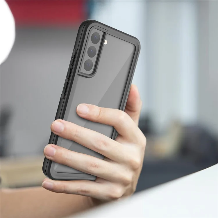 Redpepper Une Série Pour Samsung Galaxy S22 + 5G IP68 IP6X IP6X Hybrid Hybrid Phone Back Transparent [support D'empreinte Digitale Unlock] - le Noir