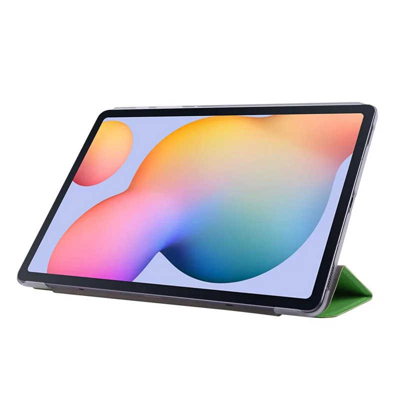 For Samsung Galaxy Tab S8 Silk Texture Shockproof PU Leather Tablet Case Cover with Tri-fold Stand - Green