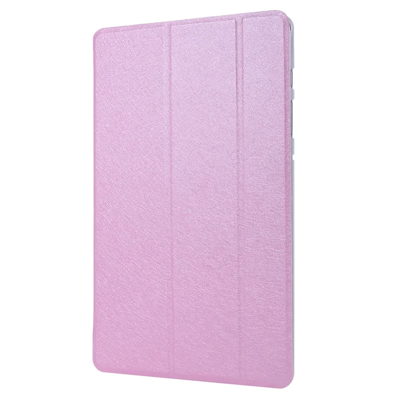 For Samsung Galaxy Tab S8 Silk Texture Shockproof PU Leather Tablet Case Cover with Tri-fold Stand - Pink