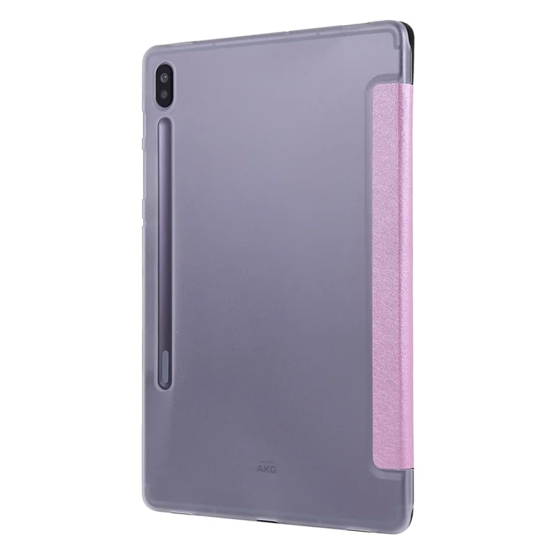 For Samsung Galaxy Tab S8 Silk Texture Shockproof PU Leather Tablet Case Cover with Tri-fold Stand - Pink