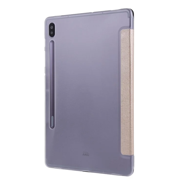 Custodia in Pelle di Texture di Seta Per Samsung Galaxy Tab S8+, Coperchio Protettivo Per Tablet a Tre Volte - Oro