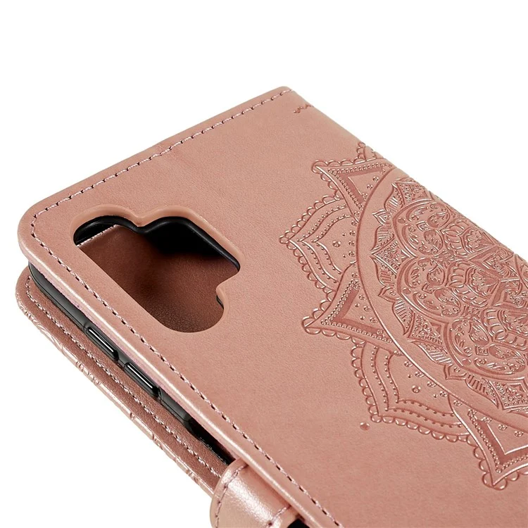 Mandala Embossed Phone Case for Samsung Galaxy A13 4G Anti-fall Stand Function Phone Cover Shell Wallet - Rose Gold