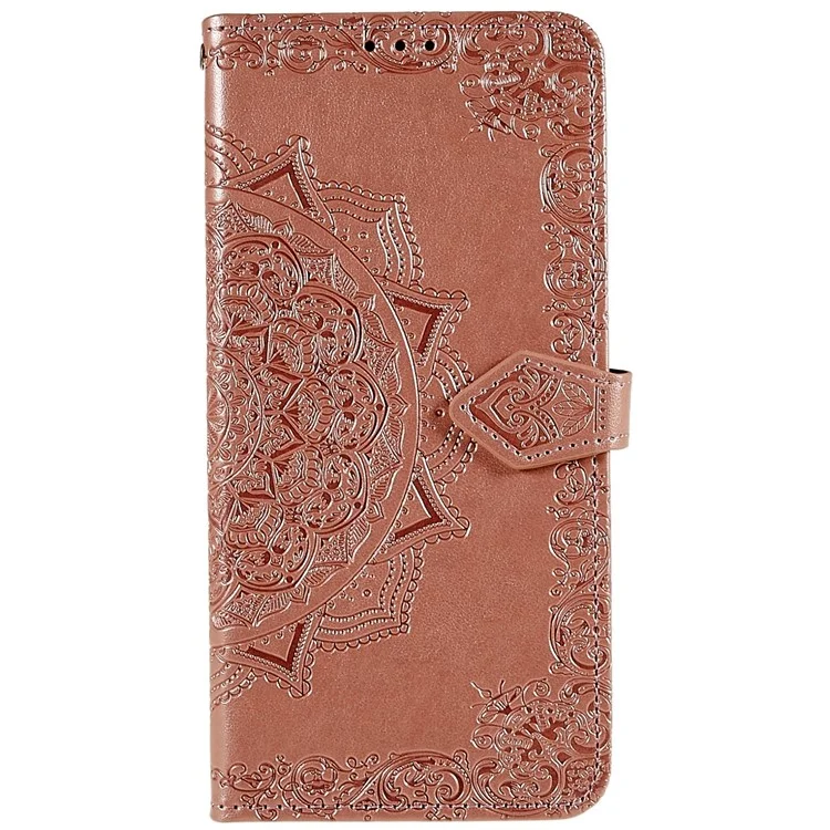 Mandala Embossed Phone Case for Samsung Galaxy A13 4G Anti-fall Stand Function Phone Cover Shell Wallet - Rose Gold
