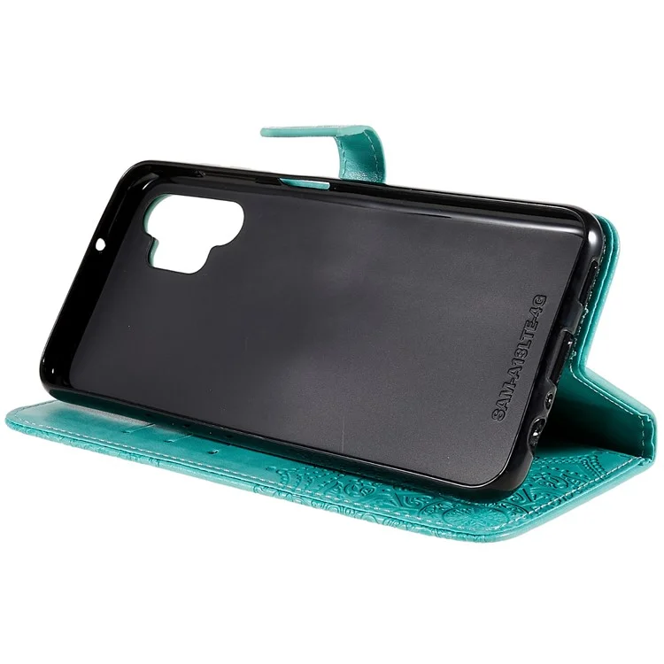 Mandala Embossed Phone Case for Samsung Galaxy A13 4G Anti-fall Stand Function Phone Cover Shell Wallet - Green