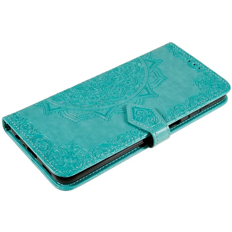 Mandala Embossed Phone Case for Samsung Galaxy A13 4G Anti-fall Stand Function Phone Cover Shell Wallet - Green