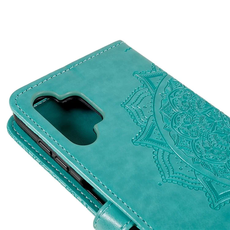 Mandala Embossed Phone Case for Samsung Galaxy A13 4G Anti-fall Stand Function Phone Cover Shell Wallet - Green