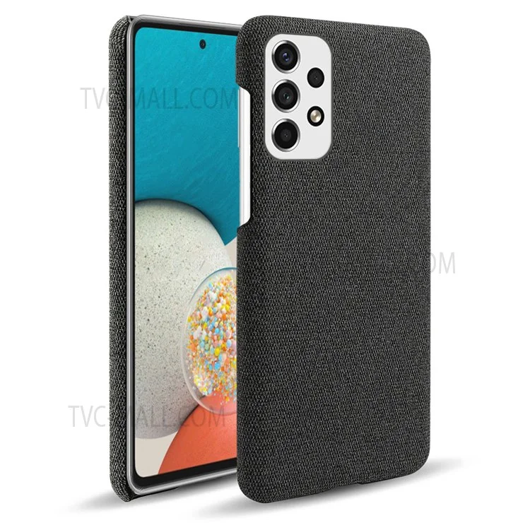 For Samsung Galaxy A33 5G Soft Cloth Cushion Coated Hard PC Ultra-thin Case Non-slip Scratch-proof Protective Cover -  Black