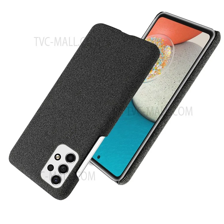 For Samsung Galaxy A33 5G Soft Cloth Cushion Coated Hard PC Ultra-thin Case Non-slip Scratch-proof Protective Cover -  Black