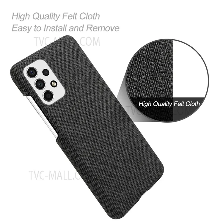 For Samsung Galaxy A33 5G Soft Cloth Cushion Coated Hard PC Ultra-thin Case Non-slip Scratch-proof Protective Cover -  Black