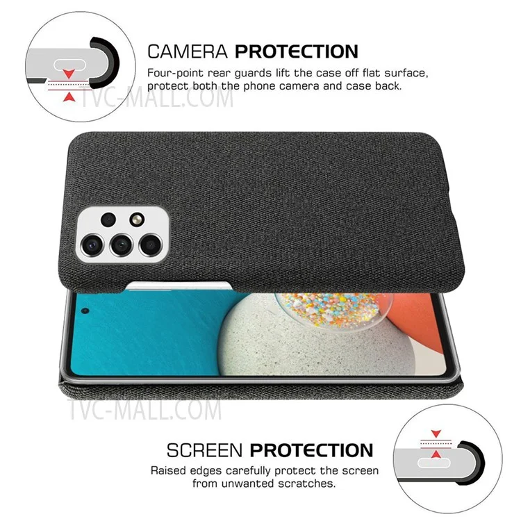 For Samsung Galaxy A33 5G Soft Cloth Cushion Coated Hard PC Ultra-thin Case Non-slip Scratch-proof Protective Cover -  Black