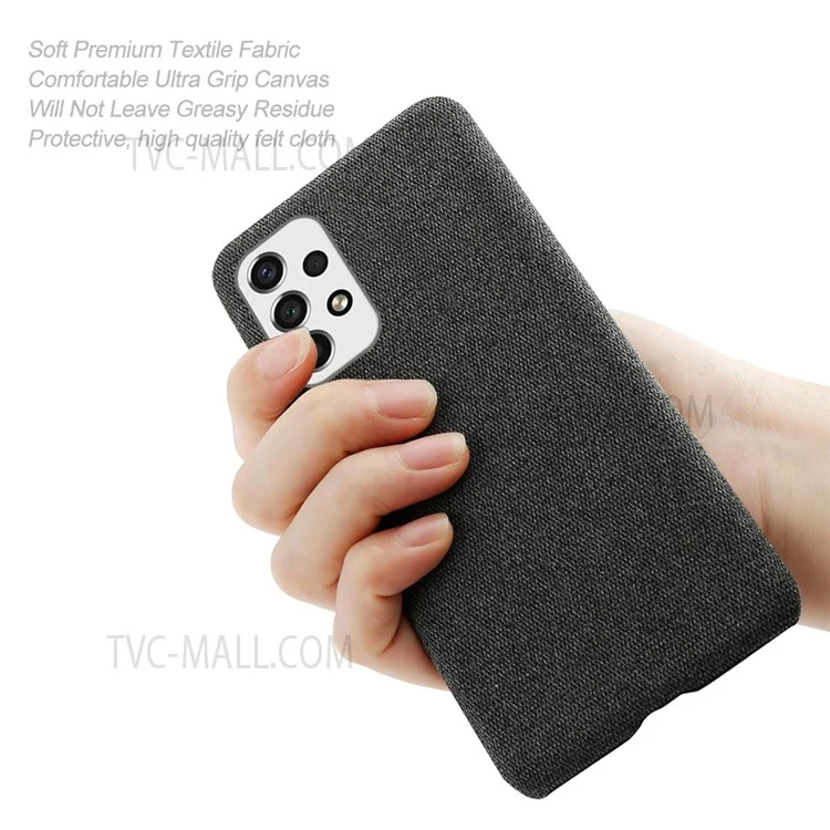 For Samsung Galaxy A33 5G Soft Cloth Cushion Coated Hard PC Ultra-thin Case Non-slip Scratch-proof Protective Cover -  Black