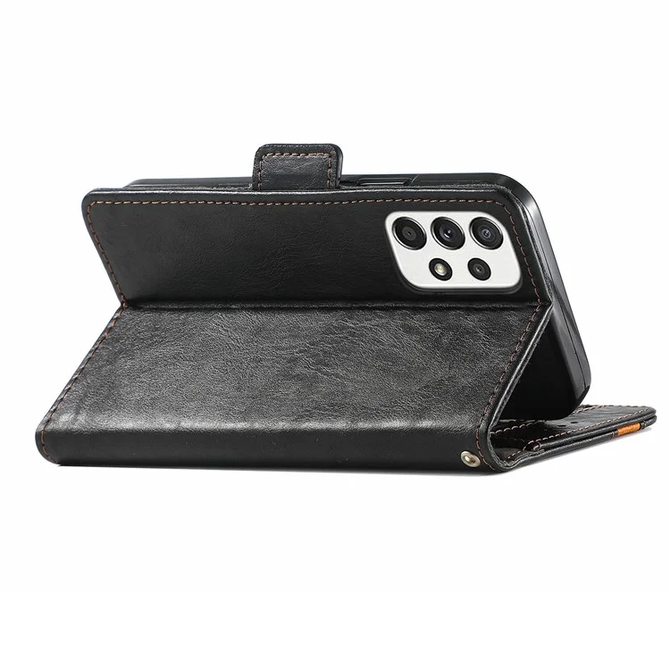 CASENEO 002 Série pour Samsung Galaxy A33 5G Impact Buffer Flip Folio Horizontal Stand Wallet Cover Business Style Splicing PU Leather Case Shell - Noir