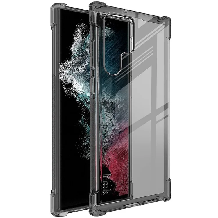 IMAK Clear Case per Samsung Galaxy S22 Ultra 5G, Custodia protettiva TPU anti-urto con ammortizzatori ad aria e protezione dello schermo - Nero trasparente