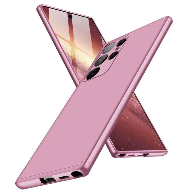 GKK Para Samsung Galaxy S22 Ultra 5G Bem Protegido Anti-arranhão Fosco Destacável PC Hard PC Cell Top Cover - Rosa