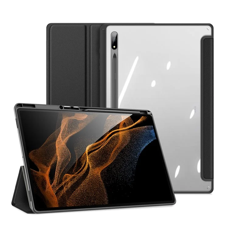 DUX DUCIS TOBY-Serie für Samsung Galaxy Tab S8 Ultra Tri-fold Stand PU-Leder Gut geschütztes Tablet-Case - Schwarz