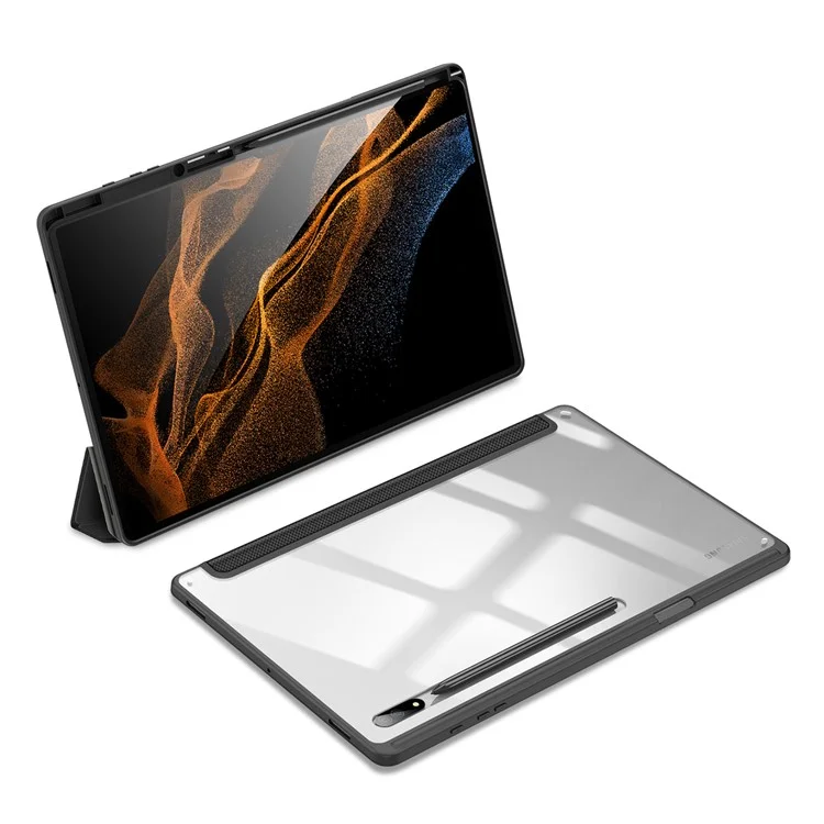 DUX DUCIS TOBY-Serie für Samsung Galaxy Tab S8 Ultra Tri-fold Stand PU-Leder Gut geschütztes Tablet-Case - Schwarz