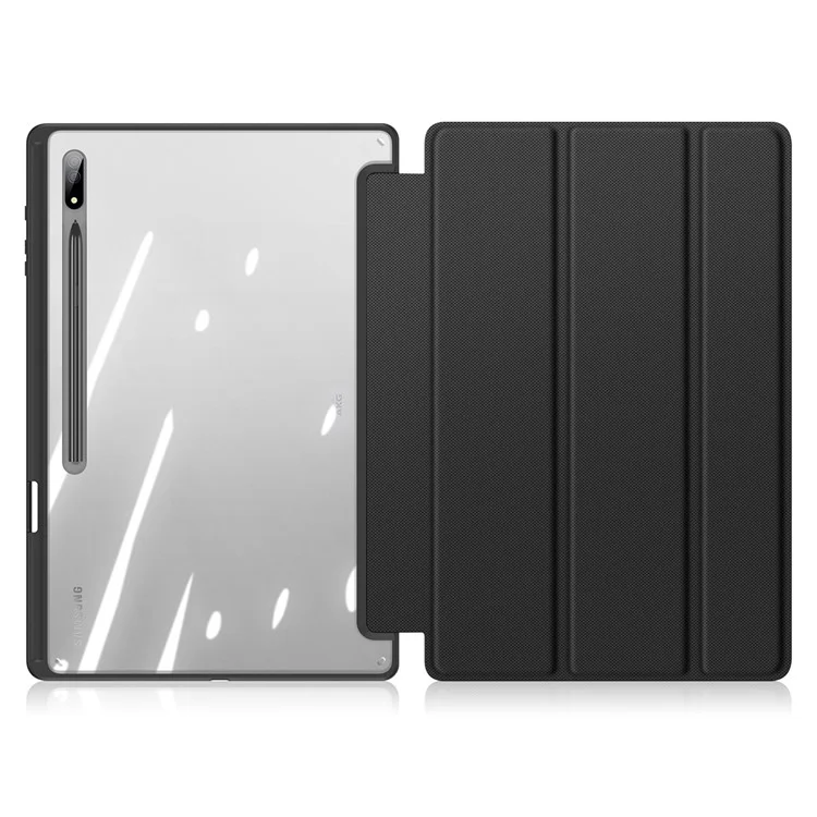 DUX DUCIS TOBY Series for Samsung Galaxy Tab S8 Ultra Tri-fold Stand PU Leather Well-protected Tablet Case - Black