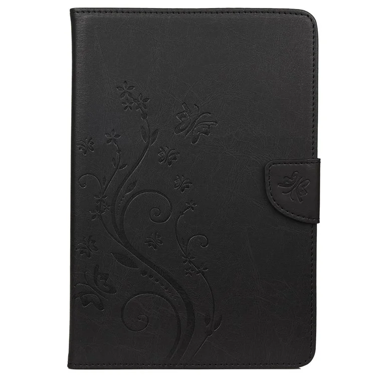 Pour Samsung Galaxy Tab A8 10.5 (2021) / (2022) Papillon Fleur Imprimée Étui en Cuir PU Tablette Support Portefeuille Étui de Protection - Noir