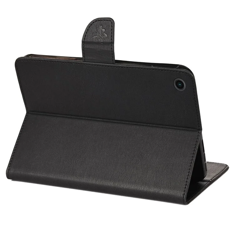 Pour Samsung Galaxy Tab A8 10.5 (2021) / (2022) Papillon Fleur Imprimée Étui en Cuir PU Tablette Support Portefeuille Étui de Protection - Noir