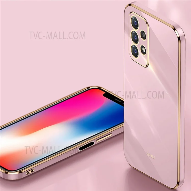 XINLI pour Samsung Galaxy A52s 5G/Galaxy A52 4G/5G Coque de protection Découpe de lentille précise Design bord doré électrolytique Anti-chute Étui de téléphone en TPU - Noir