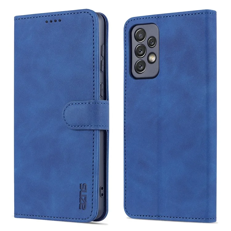 Case de Teléfonos Móviles de Billetera de Cuero Azns pu Para Samsung Galaxy A73 5G Soporte de Soporte Con Manos Libres de la Cubierta Del Teléfono - Azul