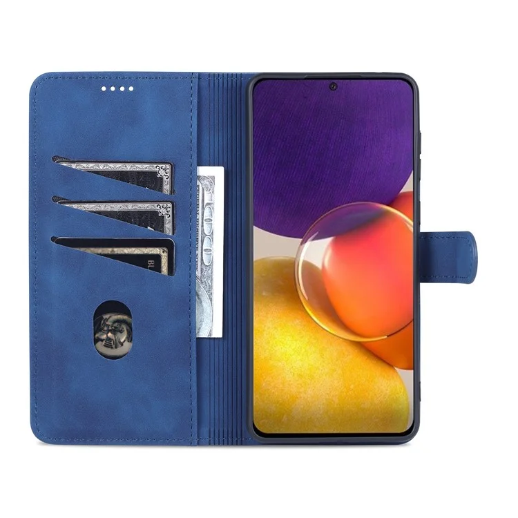 Case de Teléfonos Móviles de Billetera de Cuero Azns pu Para Samsung Galaxy A73 5G Soporte de Soporte Con Manos Libres de la Cubierta Del Teléfono - Azul
