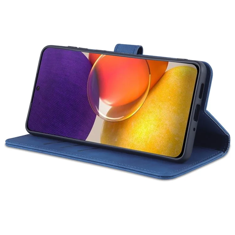 Case de Teléfonos Móviles de Billetera de Cuero Azns pu Para Samsung Galaxy A73 5G Soporte de Soporte Con Manos Libres de la Cubierta Del Teléfono - Azul