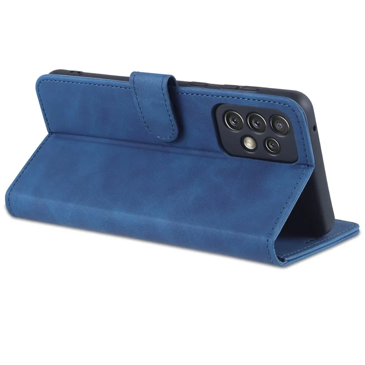 Case de Teléfonos Móviles de Billetera de Cuero Azns pu Para Samsung Galaxy A73 5G Soporte de Soporte Con Manos Libres de la Cubierta Del Teléfono - Azul