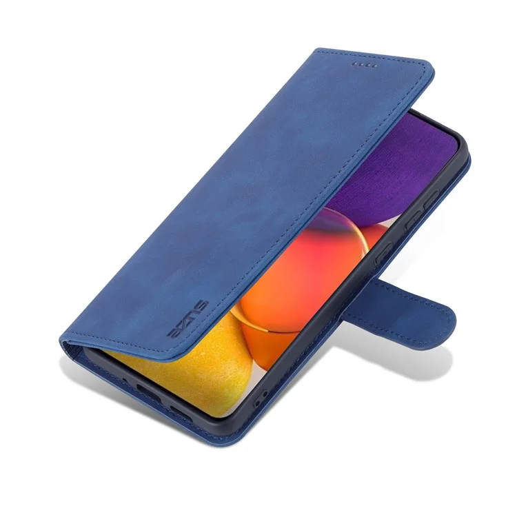 Case de Teléfonos Móviles de Billetera de Cuero Azns pu Para Samsung Galaxy A73 5G Soporte de Soporte Con Manos Libres de la Cubierta Del Teléfono - Azul