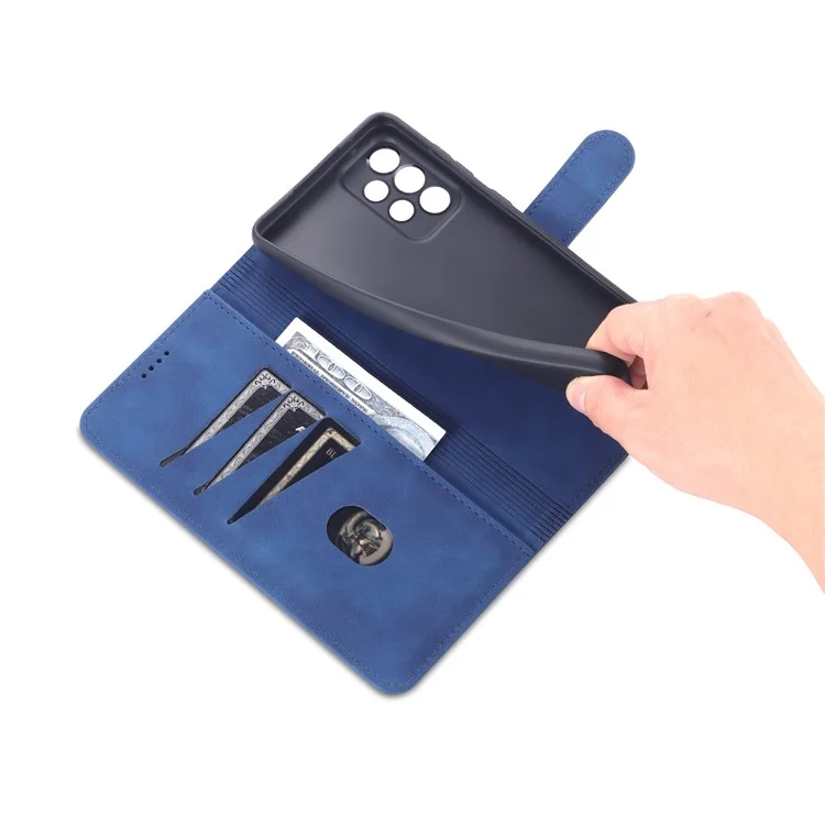 Case de Teléfonos Móviles de Billetera de Cuero Azns pu Para Samsung Galaxy A73 5G Soporte de Soporte Con Manos Libres de la Cubierta Del Teléfono - Azul
