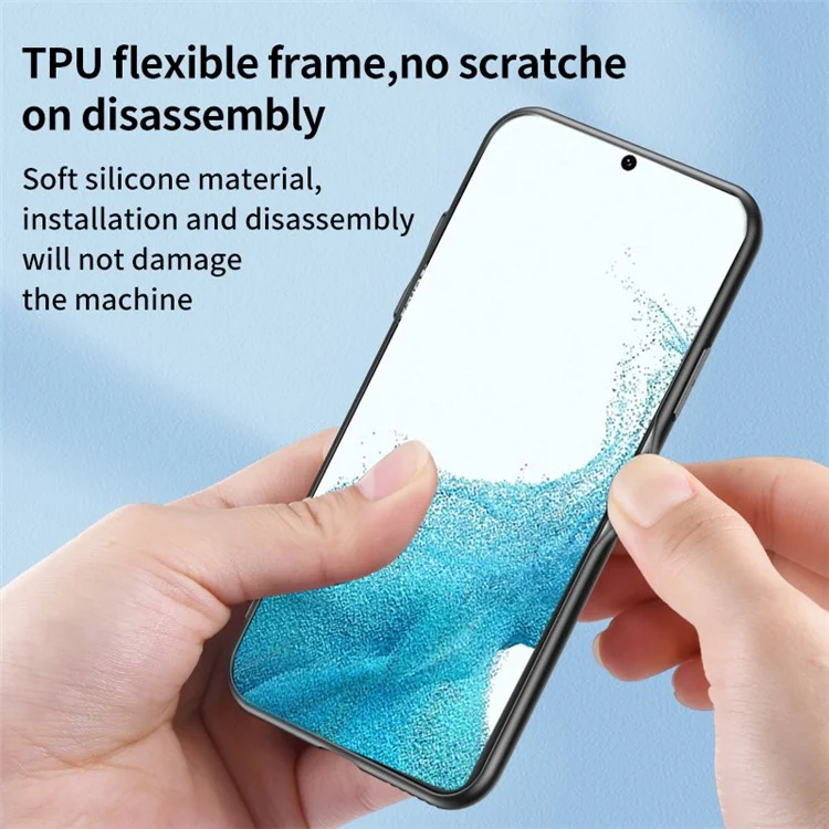 Magic Mirror Series Mirror Phone Case for Samsung Galaxy S22+ 5G, Rotary Ring Kickstand Flower Pattern Hybrid Tempered Glass + PC + TPU Shell - Love of Sakura