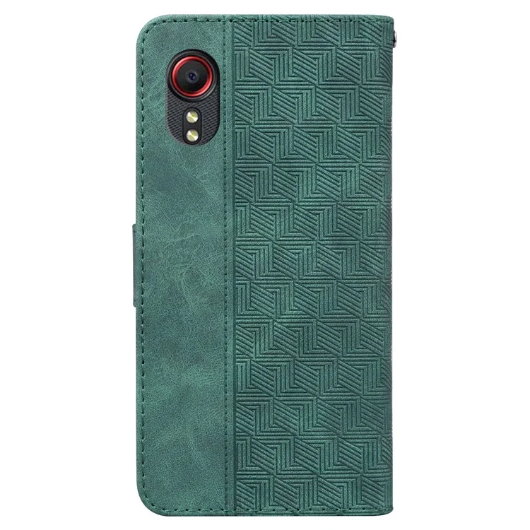 Pour Samsung Galaxy Xcover 5 Housse en Cuir PU + Étui Interne en TPU Motif Géométrique Portefeuille Support Coque Téléphone - Vert