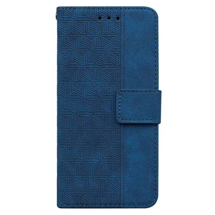 Pour Samsung Galaxy A33 5G Imprinting Geometry Leather Case Shockproof Wallet Stand Phone Shell with Hand Strap - Blue