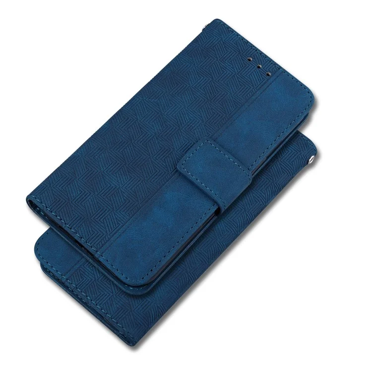 Pour Samsung Galaxy A33 5G Imprinting Geometry Leather Case Shockproof Wallet Stand Phone Shell with Hand Strap - Blue