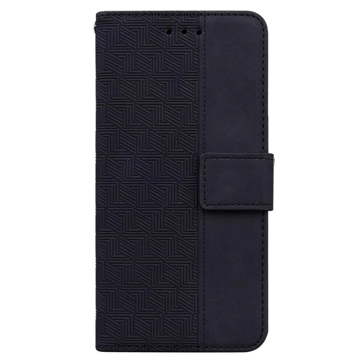 Pour Samsung Galaxy A13 4G Stylish Geometry Imprinted Wallet Case Hands-free Stand PU Leather Folio Flip Phone Cover - Noir