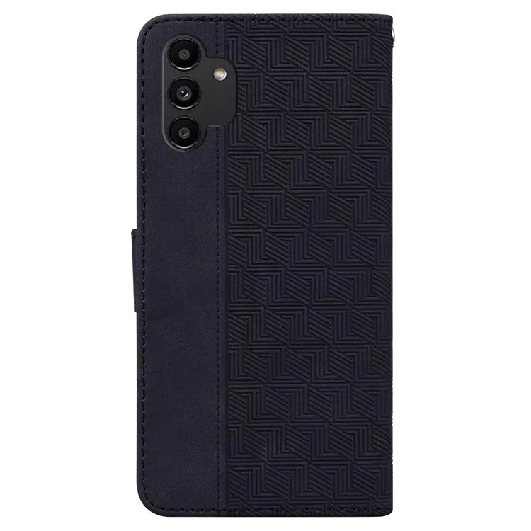 Pour Samsung Galaxy A13 4G Stylish Geometry Imprinted Wallet Case Hands-free Stand PU Leather Folio Flip Phone Cover - Noir
