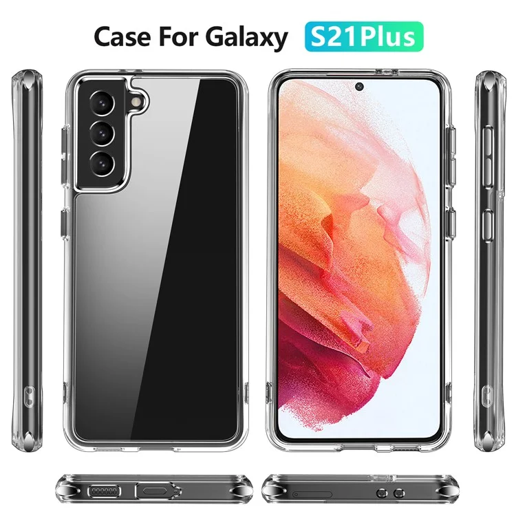 Elektroplattierte Crystal Clear Hybrid Handyhülle für Samsung Galaxy S21 4G/5G, stoßfeste Ecken, TPU + PC Handyzubehör