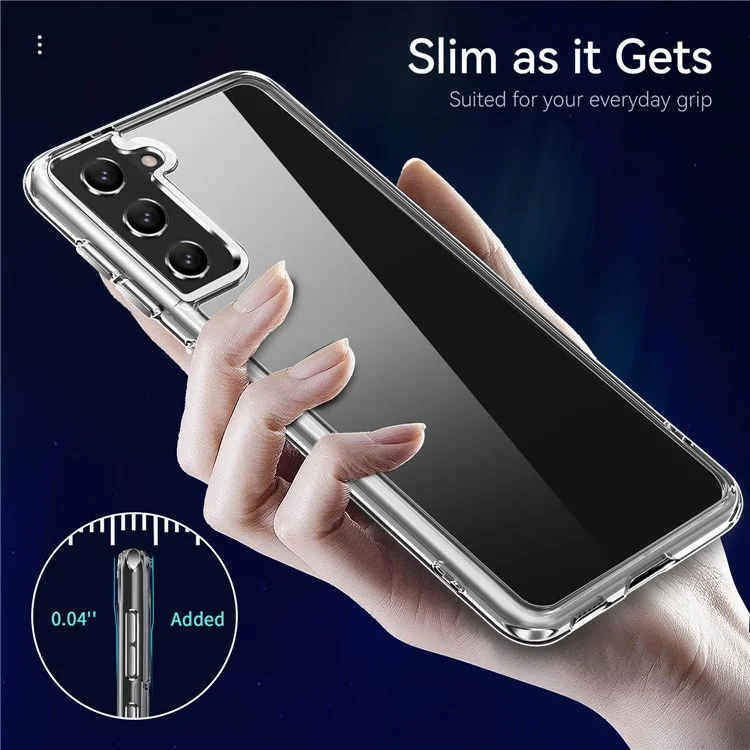 Elektroplattierte Crystal Clear Hybrid Handyhülle für Samsung Galaxy S21 4G/5G, stoßfeste Ecken, TPU + PC Handyzubehör