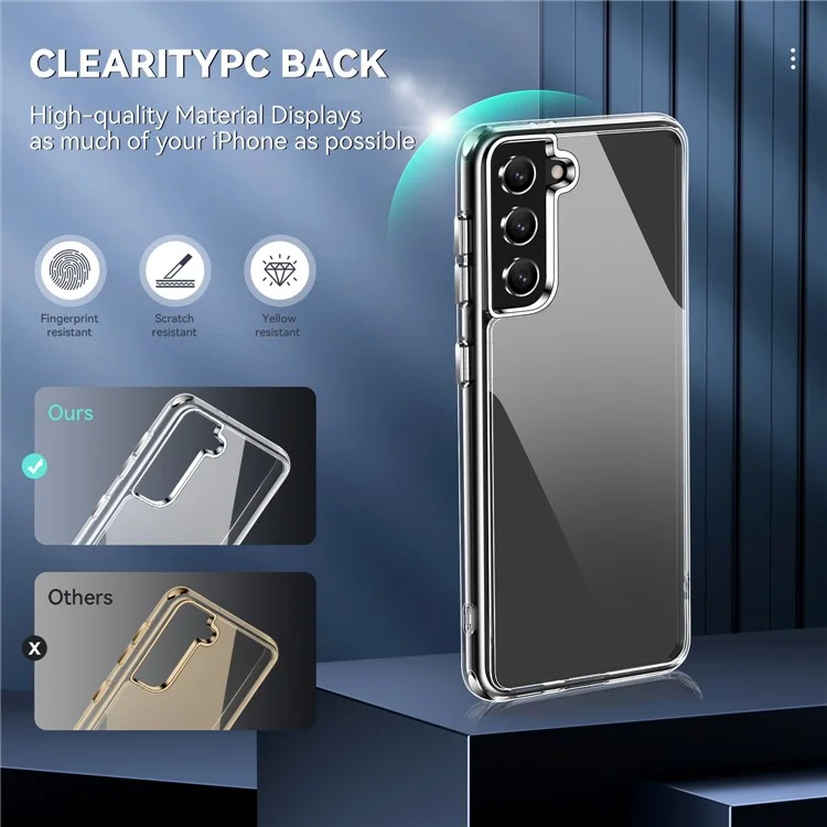 Electroplating Crystal Clear Hybrid Phone Cover for Samsung Galaxy S21 4G/5G, Corner Drop-Proof Bumpers TPU + PC Mobile Phone Accessory