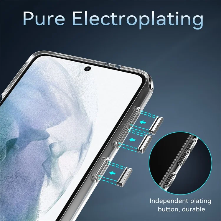 Elektroplattierte Crystal Clear Hybrid Handyhülle für Samsung Galaxy S21 4G/5G, stoßfeste Ecken, TPU + PC Handyzubehör