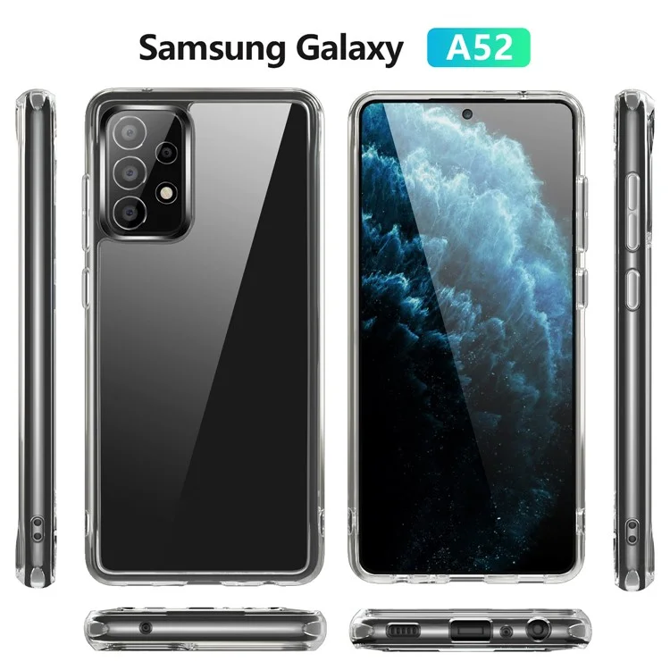 Coque téléphone transparente TPU + PC pour Samsung Galaxy A52 4G/5G/A52s 5G avec boutons latéraux métallisés indépendants