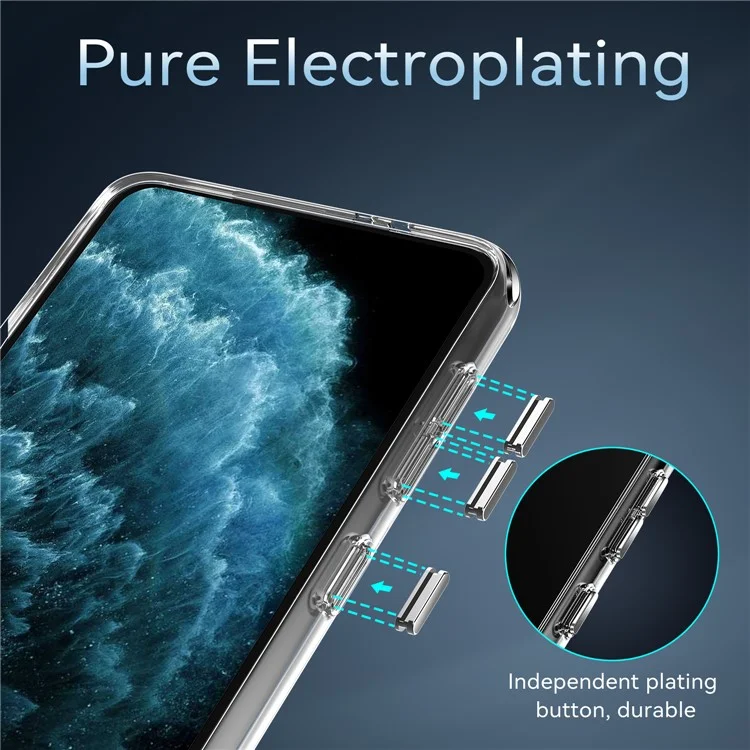 Coque téléphone transparente TPU + PC pour Samsung Galaxy A52 4G/5G/A52s 5G avec boutons latéraux métallisés indépendants
