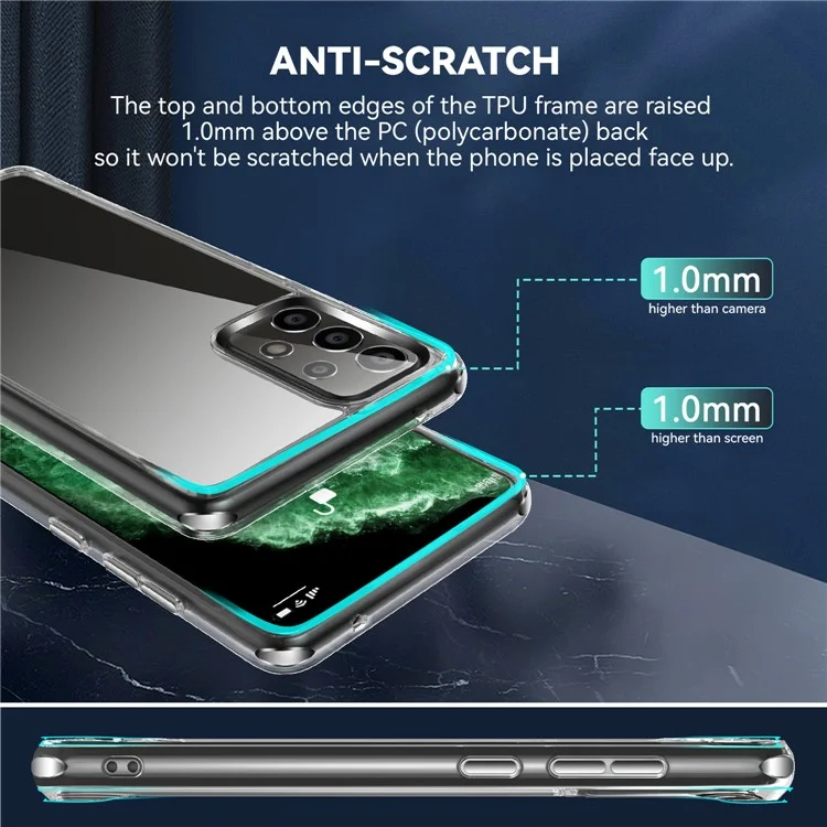 Coque téléphone transparente TPU + PC pour Samsung Galaxy A52 4G/5G/A52s 5G avec boutons latéraux métallisés indépendants