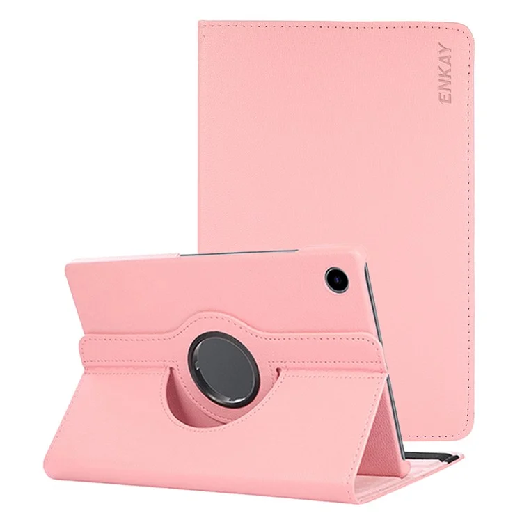 ENKAY HAT PRINCE для Samsung Galaxy Tab A8 10.5 (2021) / (2022) X200 / X205 Чехол для планшета с вращающейся подставкой 360 градусов, текстурой питона и автоматическим пробуждением и спящим режимом, Premium PU кожа - розовый