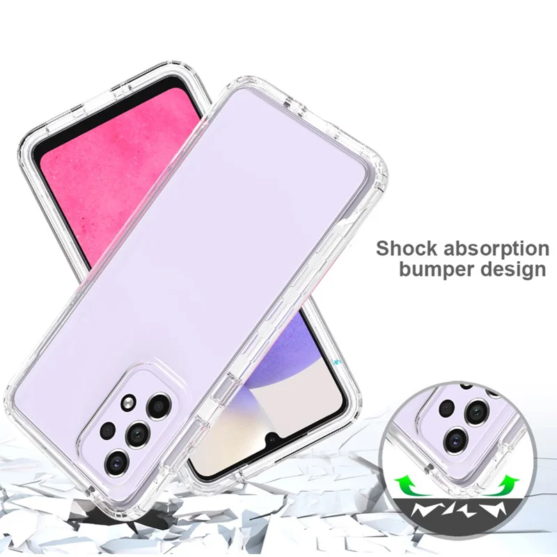 For Samsung Galaxy A33 5G Reinforced Corner Shock Absorbing Phone Case Gradient Color TPU + PC Protective Cover - Transparent